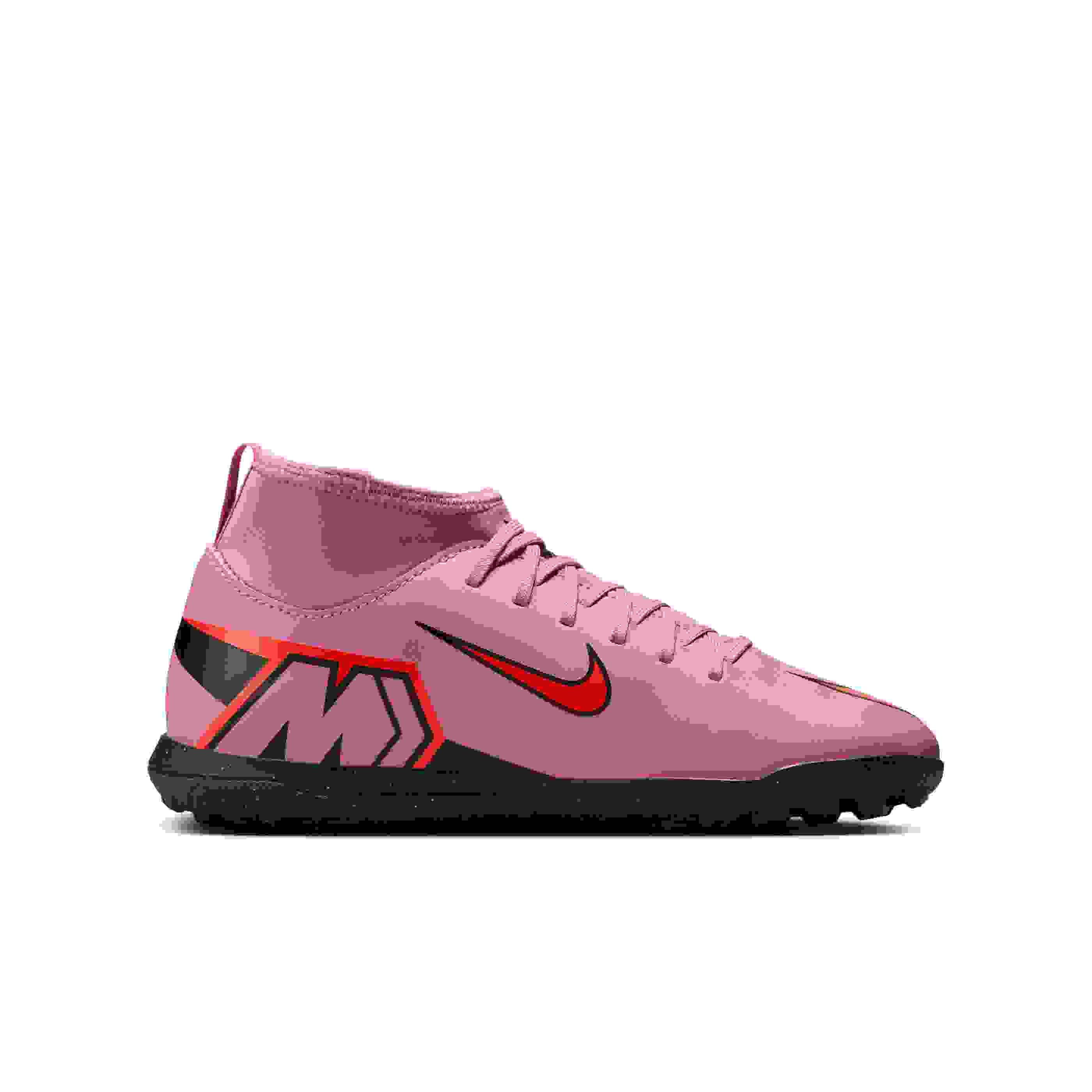Nike Jr. Mercurial Superfly 10 Club Turf Grade School Kids' "Flamingo/Crimson/Black" Soccer Shoe
